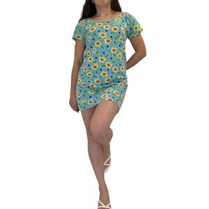 Tropica Cago San Lucas blue floral short sleeve dress